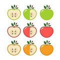 apple fruit red green yellow cartoon doodle flat design vector illustration Royalty Free Stock Photo