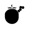 Vector illustration apple with a worm or caterpillar in black color for design Royalty Free Stock Photo