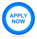 Vector apply now blue icon round web button