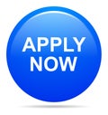 Vector apply now blue icon round web button