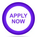 Vector apply now purple icon round web button