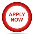 Vector apply now red icon round web button