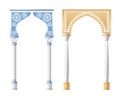 Vector illustration of architectural columns, pillars and arches isolated on white background. Royalty Free Stock Photo
