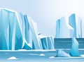 Vector illustration arctic landscape iceberg and mountains. Winter background.