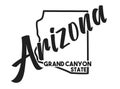 Vector illustration of Arizona. Nickname Grand Canyon State. United States of America outline silhouette. Hand-drawn map of USA Royalty Free Stock Photo