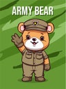 Vector Illustration, Army Bear, Animal Clipart
