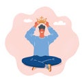 Vector illustration of Arrogant person thinking he is a king of the world