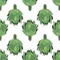Vector illustration of artichoke, organic vegan background, healthy food seamless pattern