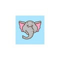 Vector Illustration Artwork Icon of Cute Little baby Elephant face. Royalty Free Stock Photo