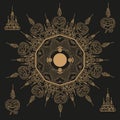 Vector illustration of Asian and Buddhism ancient traditional oriental talismans