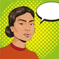 Vector Illustration of asian woman in retro pop art style