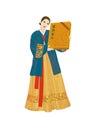 Vector illustration: Asian women wearing Korean costumes