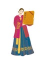 Vector illustration: Asian women wearing Korean costumes,part three
