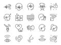 ASMR line icon set. Included icons as relax, relieve, sleep, sound, touch, feeling and more. Royalty Free Stock Photo