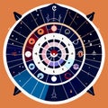 Vector illustration of astrology horoscope circle. Zodiac sign Virgo. Generative AI Royalty Free Stock Photo