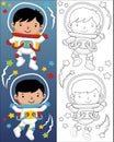 Vector illustration of boy in astronauts costume