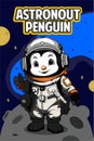 Vector illustration astronout penguin animal clipart