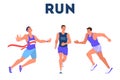 Vector illustration athlete sprinting. Running competition. Young professional