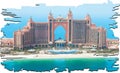 Vector illustration atlantis the palm Dubai United arab Emirates for print on souvenirs and magnets