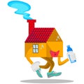 Vector illustration of attractive house character design that is currently sporting