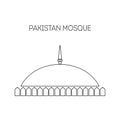 Vector illustration for 14 August Pakistan Independence day in flat style on retro background. Famous Pakistan Mosque icon. Design