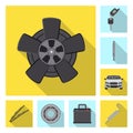 Vector design of auto and part icon. Collection of auto and car stock vector illustration. Royalty Free Stock Photo