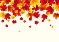 Vector illustration of autumn border background with falling maple leaves Royalty Free Stock Photo