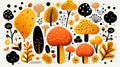 vector illustration of autumn forest with mushrooms leaves and flowers Royalty Free Stock Photo