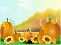 Vector illustration - Autumn rural landscape