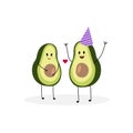 Vector illustration of avocado characters rejoice in pregnancy