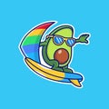 Vector Illustration of Avocado who is engaged in Sailing. Fruit Vector Icon Illustration, Isolated on Premium Vector Royalty Free Stock Photo