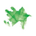 Vector illustration of Azerbaijan map with green colored geometric shapes