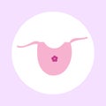 Vector illustration of a baby bib for a girl in pink, illustration on a purple background