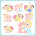 Vector illustration of baby boys and baby girls