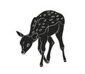 Vector illustration baby deer, silhouette, vector Royalty Free Stock Photo