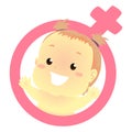 Vector Illustration of Baby girl inside a Female gender symbol