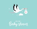 Vector illustration of a baby shower Invitation with stork Royalty Free Stock Photo