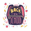 Vector illustration Back to school with lettering. Royalty Free Stock Photo