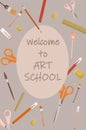 Vector illustration of Back to School supplies Royalty Free Stock Photo