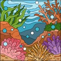 Vector illustration, background (coral reef)