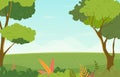 Vector illustration background Hill landscape Afternoon scenery summer Royalty Free Stock Photo