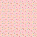 Vector illustration background seamless image candy rain of different sweets on a pale pink background
