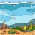 Vector illustration, background (under the sea) Royalty Free Stock Photo