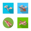 Vector design of bacon and breakfast icon. Set of bacon and cooked stock symbol for web.