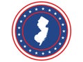Badge of the state of New Jersy in colors of USA flag