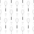 Badminton racket and shuttlecock seamless pattern