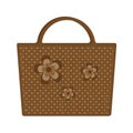 Bag beach wicker, decorated flowers isolated on white background. For fashionable woman.