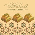 Vector illustration of baklava with the pistachios