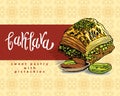 Vector illustration of baklava with the pistachios