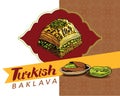 Vector illustration of baklava with the pistachios Royalty Free Stock Photo